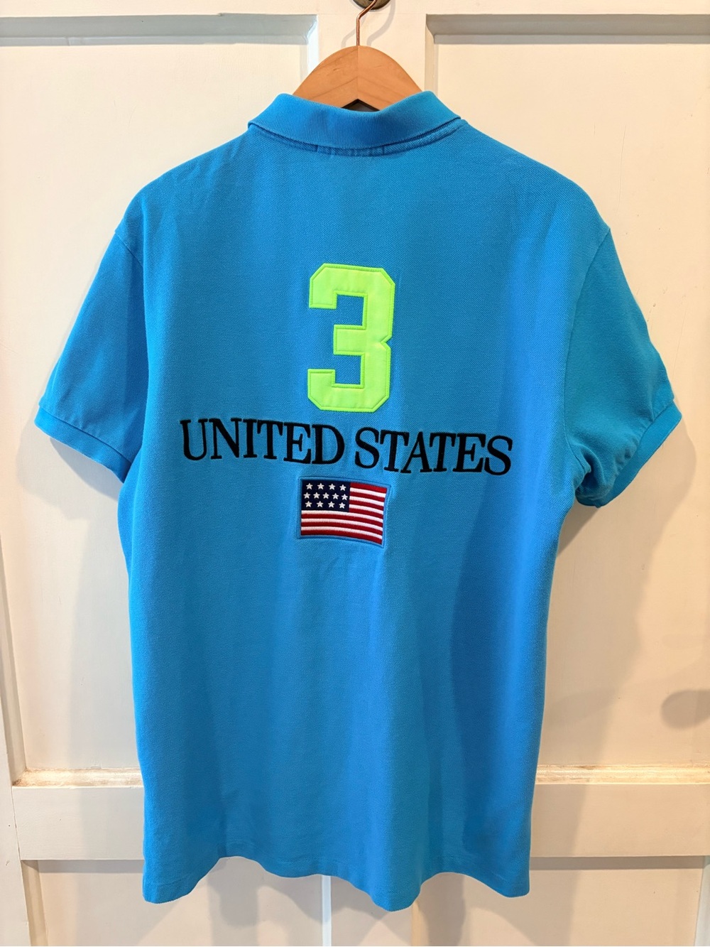 Polo Ralph Lauren USA Big Pony #3 Flag Polo Shirt Blue Men’s L - Picture 4 of 15